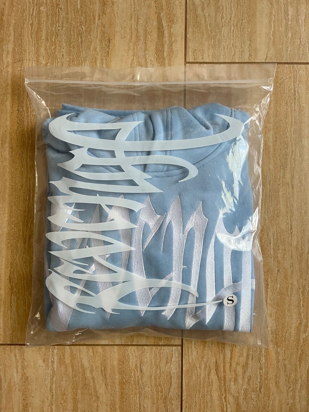 Size S - Revenge White/Baby Blue Embroidered French Terry Hoodie SS21